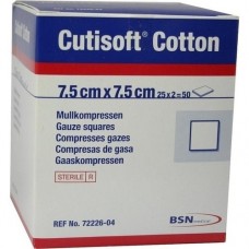 CUTISOFT Cotton Kompr.7,5x7,5 cm steril 25X2 St